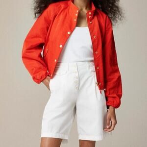 J.Crew Collection Lightweight Bomber Jacket Relaxed Gold Buttons Red XS NWT